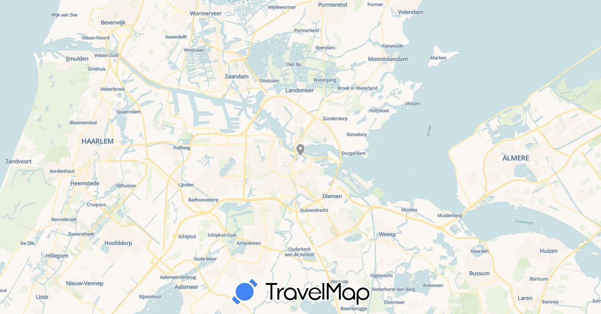 TravelMap itinerary: plane in Netherlands (Europe)